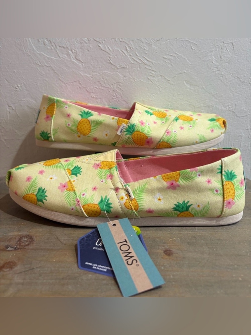 TOMS 💅 Pineapple Paradise Alpargata Canvas Slip On Shoes Size 8.5 10 NEW - Picture 2 of 8